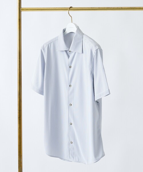 DESIGNWORKS（デザインワークス）の「【速乾性】ワンピースワイドカラー 半袖シャツ（シャツ/ブラウス・メンズ・ブラック/サックスブルー/ホワイト/ネイビー・44/46/48/50）」の6枚目の写真