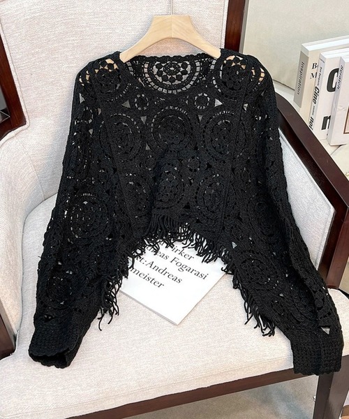 SPIGA(スピーガ)の「クロシェ編みドルマンスリーブニット(ニット/セーター・レディース・ブラック/オフホワイト/ベージュ・FREE)」の6枚目の写真