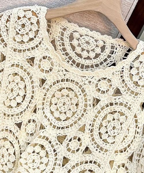 SPIGA(スピーガ)の「クロシェ編みドルマンスリーブニット(ニット/セーター・レディース・ブラック/オフホワイト/ベージュ・FREE)」の9枚目の写真