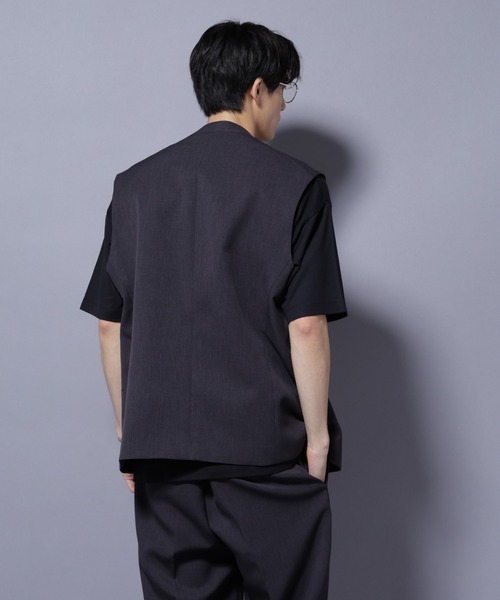 NANO universe（ナノユニバース）の「Reflax(R) ダブルクロスウェザーベスト(セットアップ可)（ベスト・メンズ・チャコール/ブラック・M/L）」の5枚目の写真