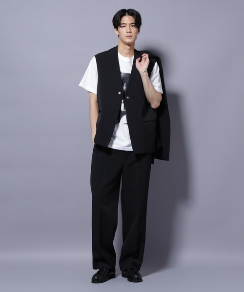 NANO universe（ナノユニバース）の「Reflax(R) ダブルクロスウェザーベスト(セットアップ可)（ベスト・メンズ・チャコール/ブラック・M/L）」の13枚目の写真