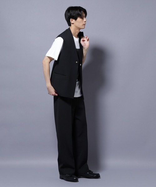 NANO universe（ナノユニバース）の「Reflax(R) ダブルクロスウェザーベスト(セットアップ可)（ベスト・メンズ・チャコール/ブラック・M/L）」の15枚目の写真