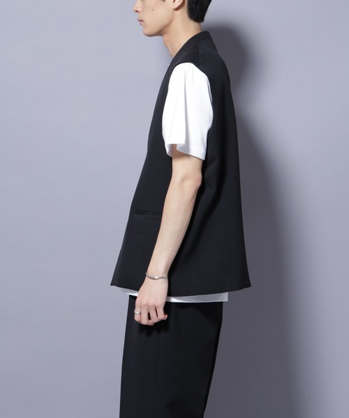 NANO universe（ナノユニバース）の「Reflax(R) ダブルクロスウェザーベスト(セットアップ可)（ベスト・メンズ・チャコール/ブラック・M/L）」の17枚目の写真