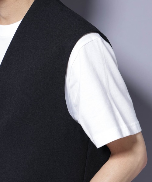 NANO universe（ナノユニバース）の「Reflax(R) ダブルクロスウェザーベスト(セットアップ可)（ベスト・メンズ・チャコール/ブラック・M/L）」の20枚目の写真