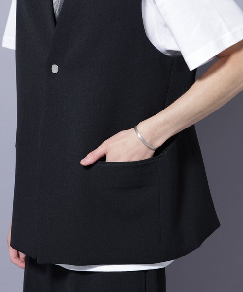 NANO universe（ナノユニバース）の「Reflax(R) ダブルクロスウェザーベスト(セットアップ可)（ベスト・メンズ・チャコール/ブラック・M/L）」の21枚目の写真