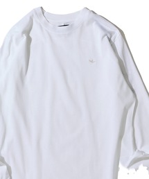 1piu1uguale3 RELAX | 【1PIU1UGUALE3 RELAX】ラインストーンヘム シルケットクルーネックロングスリーブTシャツ(Tシャツ/カットソー)