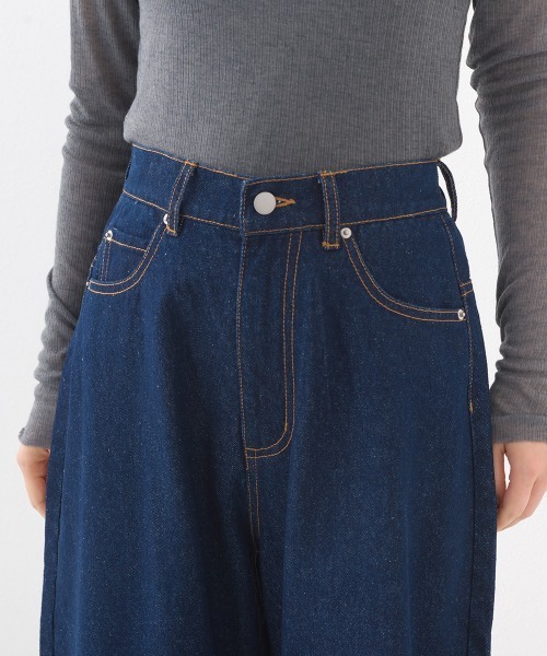 OMNES（オムネス）の「12oz ウォッシュ加工ハイウエストカーブデニムパンツ（デニムパンツ・レディース・ブルー/ネイビー・LARGE/SMALL/MEDIUM）」の14枚目の写真