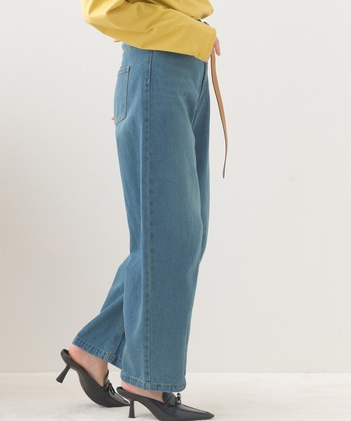 OMNES（オムネス）の「12oz ウォッシュ加工ハイウエストカーブデニムパンツ（デニムパンツ・レディース・ブルー/ネイビー・LARGE/SMALL/MEDIUM）」の4枚目の写真