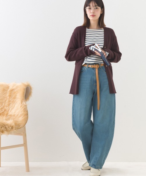 OMNES（オムネス）の「12oz ウォッシュ加工ハイウエストカーブデニムパンツ（デニムパンツ・レディース・ブルー/ネイビー・LARGE/SMALL/MEDIUM）」の7枚目の写真