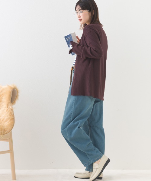 OMNES（オムネス）の「12oz ウォッシュ加工ハイウエストカーブデニムパンツ（デニムパンツ・レディース・ブルー/ネイビー・LARGE/SMALL/MEDIUM）」の8枚目の写真