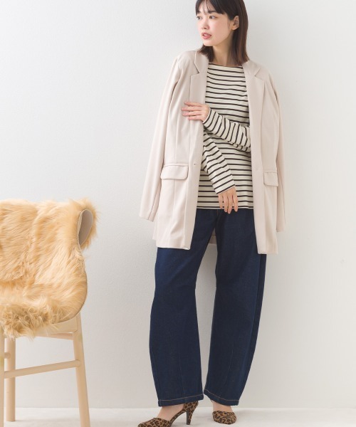 OMNES（オムネス）の「12oz ウォッシュ加工ハイウエストカーブデニムパンツ（デニムパンツ・レディース・ブルー/ネイビー・LARGE/SMALL/MEDIUM）」の11枚目の写真