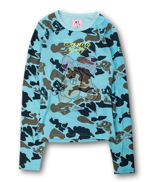 GALFY(ガルフィー)の「【GALFY/ガルフィー】カモサバイブロンT(Tシャツ/カットソー・レディース・ピンク/ベージュ/ブルー/カーキ・FREE)」の4枚目の写真