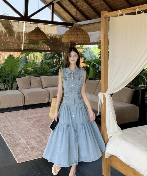 almo（アルモ）の「【portulaca】デニムノースリーブワンピース（ワンピース・レディース・ブルー・FREE）」の11枚目の写真