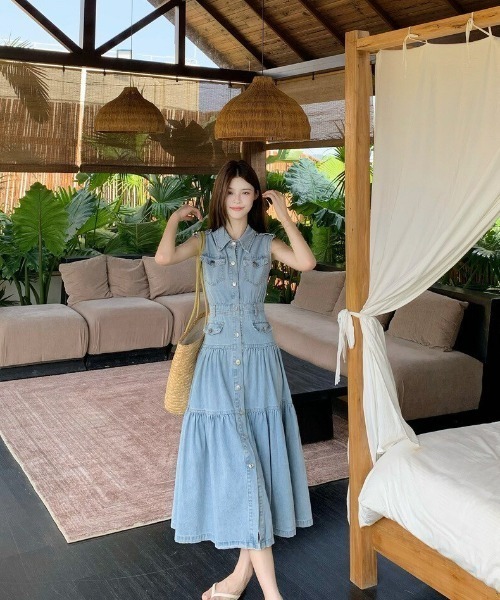 almo（アルモ）の「【portulaca】デニムノースリーブワンピース（ワンピース・レディース・ブルー・FREE）」の12枚目の写真