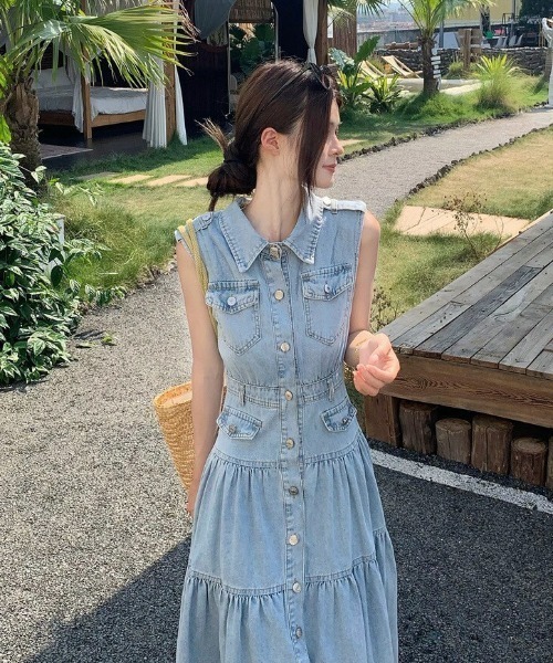 almo（アルモ）の「【portulaca】デニムノースリーブワンピース（ワンピース・レディース・ブルー・FREE）」の15枚目の写真