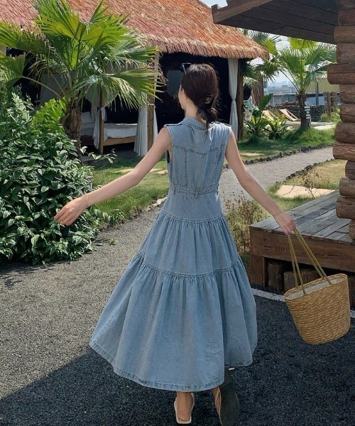 almo（アルモ）の「【portulaca】デニムノースリーブワンピース（ワンピース・レディース・ブルー・FREE）」の16枚目の写真