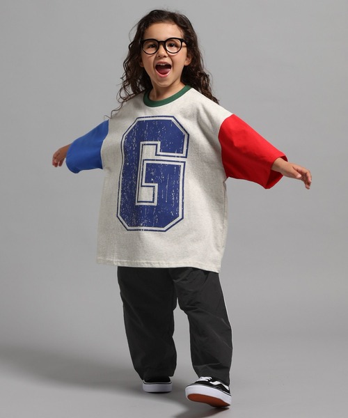 GEORGE'S（ジョージズ）の「【KIDS】ハイショクキリカエトップス（Tシャツ/カットソー・キッズ・ライトブルー/杢グレー・110cm/150cm/130cm）」の4枚目の写真