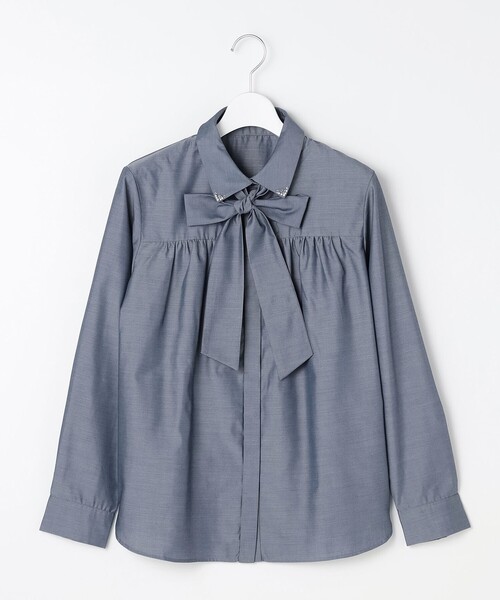 ANY SIS(エニィスィス)の「ボウタイ付きビジュー シャツ(シャツ/ブラウス・レディース・アイボリー系/ダルブルー系・MEDIUM)」の13枚目の写真
