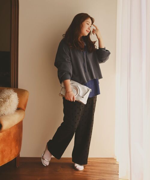 le.coeur blanc(ルクールブラン)の「ヴィンテージ裏毛ショートプルオーバー(Tシャツ/カットソー・レディース・ネイビー/ベージュ・38)」の18枚目の写真