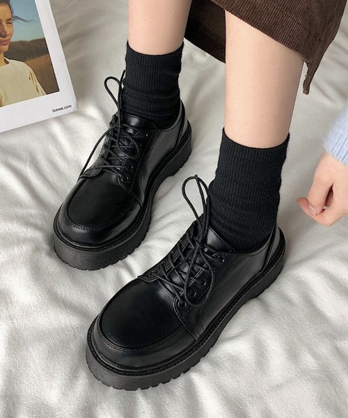 yuue' ( wear )（ユーイ）の「厚底レースアップローファー（ローファー・レディース・ブラウン/ブラック・23.5cm/24.5cm）」の2枚目の写真