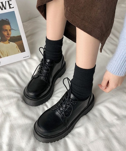 yuue' ( wear )（ユーイ）の「厚底レースアップローファー（ローファー・レディース・ブラウン/ブラック・23.5cm/24.5cm）」の8枚目の写真