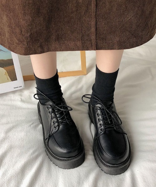 yuue' ( wear )（ユーイ）の「厚底レースアップローファー（ローファー・レディース・ブラウン/ブラック・23.5cm/24.5cm）」の3枚目の写真