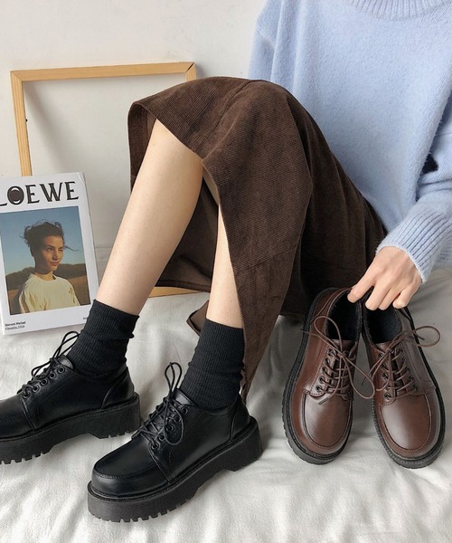 yuue' ( wear )（ユーイ）の「厚底レースアップローファー（ローファー・レディース・ブラウン/ブラック・23.5cm/24.5cm）」の17枚目の写真