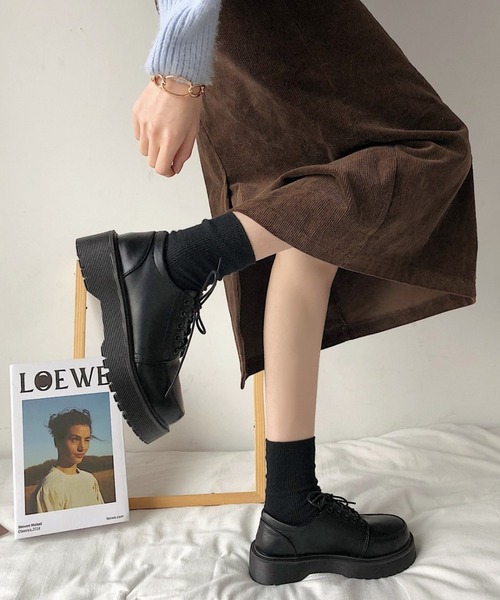 yuue' ( wear )（ユーイ）の「厚底レースアップローファー（ローファー・レディース・ブラウン/ブラック・23.5cm/24.5cm）」の4枚目の写真