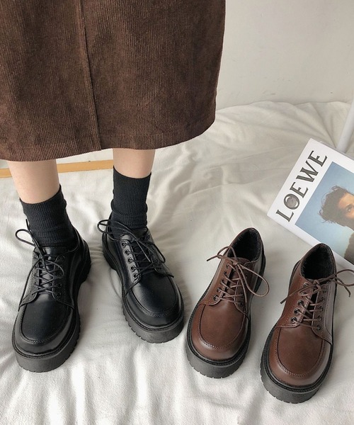 yuue' ( wear )（ユーイ）の「厚底レースアップローファー（ローファー・レディース・ブラウン/ブラック・23.5cm/24.5cm）」の9枚目の写真