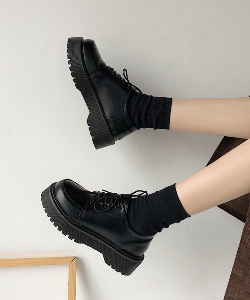 yuue' ( wear )（ユーイ）の「厚底レースアップローファー（ローファー・レディース・ブラウン/ブラック・23.5cm/24.5cm）」の6枚目の写真