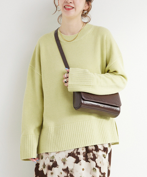 B.C STOCK(ベーセーストック)の「手洗い可 / WOOL混ニットプルオーバー(ニット/セーター・レディース・オレンジ/グリーン/アイボリー・FREE)」の1枚目の写真