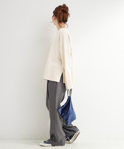 B.C STOCK(ベーセーストック)の「手洗い可 / WOOL混ニットプルオーバー(ニット/セーター・レディース・オレンジ/グリーン/アイボリー・FREE)」の6枚目の写真