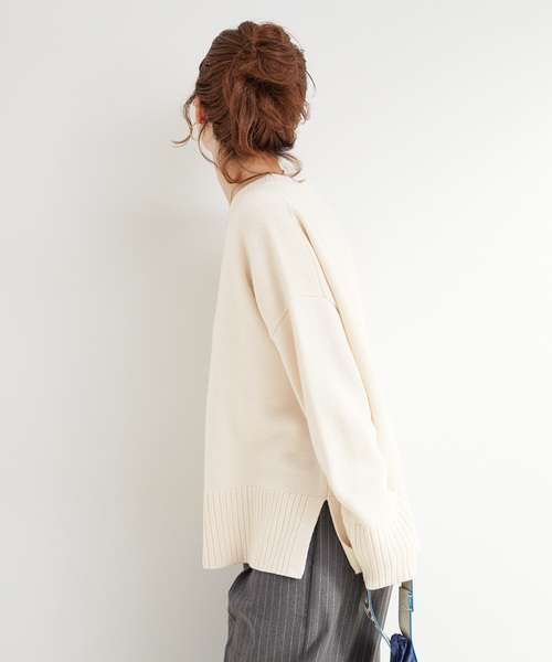 B.C STOCK(ベーセーストック)の「手洗い可 / WOOL混ニットプルオーバー(ニット/セーター・レディース・オレンジ/グリーン/アイボリー・FREE)」の9枚目の写真