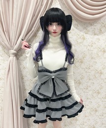 Ank Rouge（アンクルージュ）の「BIGリボン配色ティアードジャンスカ（その他パンツ）」