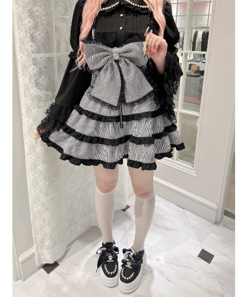 Ank Rouge（アンクルージュ）の「BIGリボン配色ティアードジャンスカ（ジャンパースカート・レディース・ブラック/ピンク/ホワイト・M）」の14枚目の写真