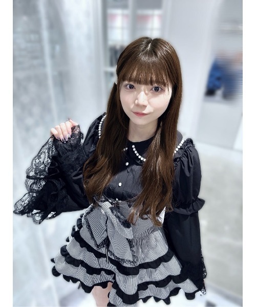 Ank Rouge（アンクルージュ）の「BIGリボン配色ティアードジャンスカ（ジャンパースカート・レディース・ブラック/ピンク/ホワイト・M）」の16枚目の写真