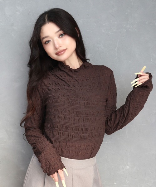 CECIL McBEE(セシルマクビー)の「シアーシャーリングプチハイプルオーバー(Tシャツ/カットソー・レディース・アイボリー/ブラウン/ブラック・MEDIUM/LARGE)」の3枚目の写真