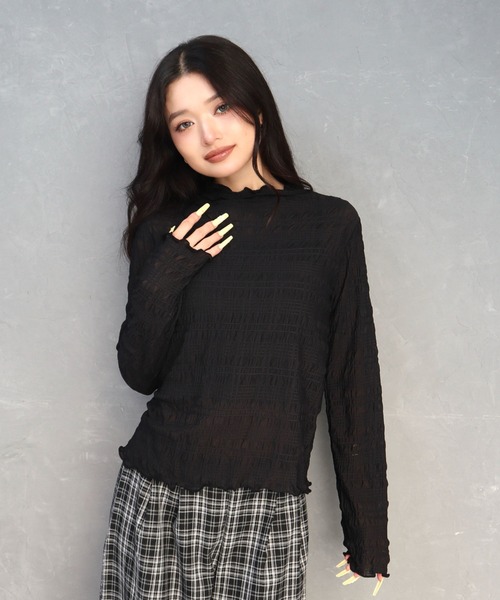 CECIL McBEE(セシルマクビー)の「シアーシャーリングプチハイプルオーバー(Tシャツ/カットソー・レディース・アイボリー/ブラウン/ブラック・MEDIUM/LARGE)」の2枚目の写真