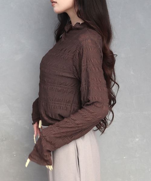 CECIL McBEE(セシルマクビー)の「シアーシャーリングプチハイプルオーバー(Tシャツ/カットソー・レディース・アイボリー/ブラウン/ブラック・MEDIUM/LARGE)」の12枚目の写真