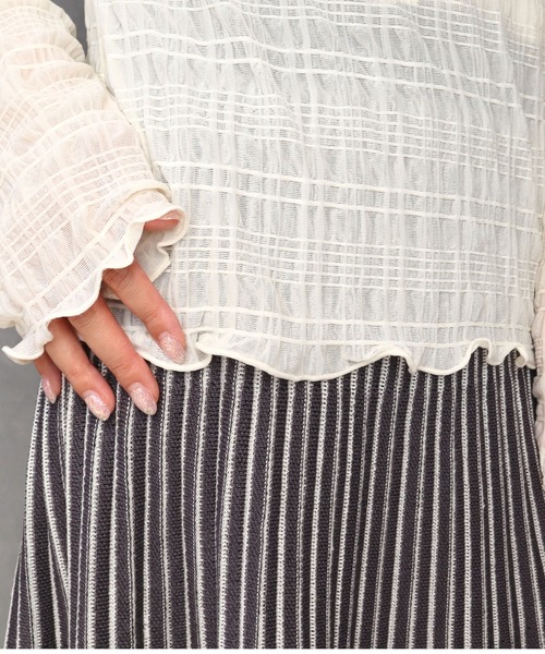 CECIL McBEE(セシルマクビー)の「シアーシャーリングプチハイプルオーバー(Tシャツ/カットソー・レディース・アイボリー/ブラウン/ブラック・MEDIUM/LARGE)」の6枚目の写真