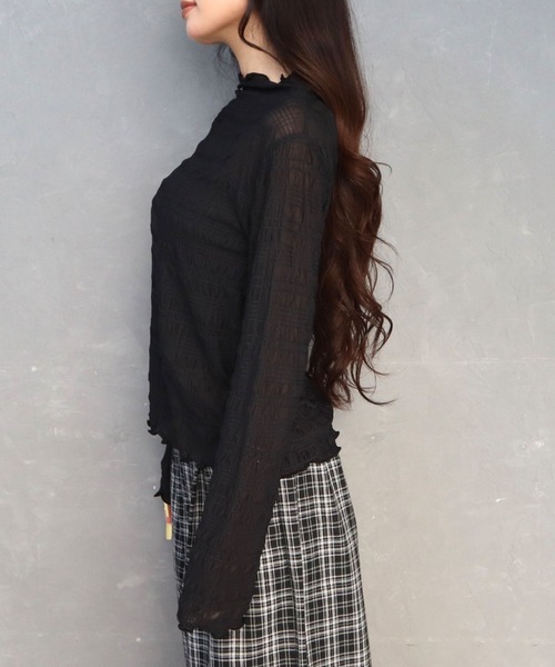 CECIL McBEE(セシルマクビー)の「シアーシャーリングプチハイプルオーバー(Tシャツ/カットソー・レディース・アイボリー/ブラウン/ブラック・MEDIUM/LARGE)」の8枚目の写真