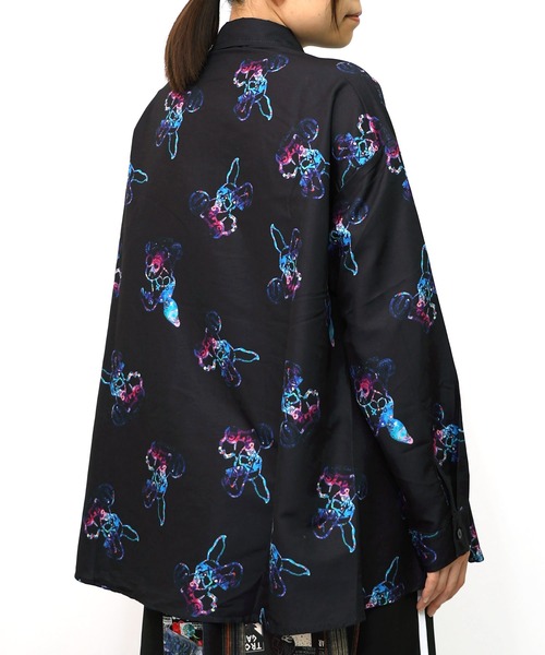 ♡ うさ出品 ♡ ぽた セール】153634：パチうさ×ラビル柄 ネクタイ付きシャツ（シャツ