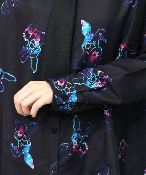 ぽた セール】153634：パチうさ×ラビル柄 ネクタイ付きシャツ（シャツ