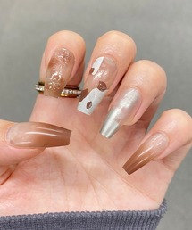 ONEP STAR（ワンピスター）の「簡単にネイルチップ ハンドネイルチップ リーフデザイン（ネイルシール/ネイルチップ）」