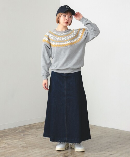 BEAMS HEART(ビームスハート)の「ジャカードニット コンビ スウェット(スウェット・レディース・ライトグレー/ネイビー/ホワイト系その他5・FREE)」の8枚目の写真