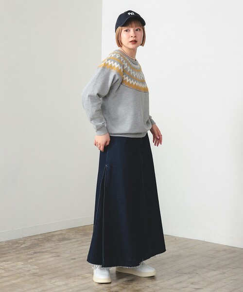 BEAMS HEART(ビームスハート)の「ジャカードニット コンビ スウェット(スウェット・レディース・ライトグレー/ネイビー/ホワイト系その他5・FREE)」の9枚目の写真