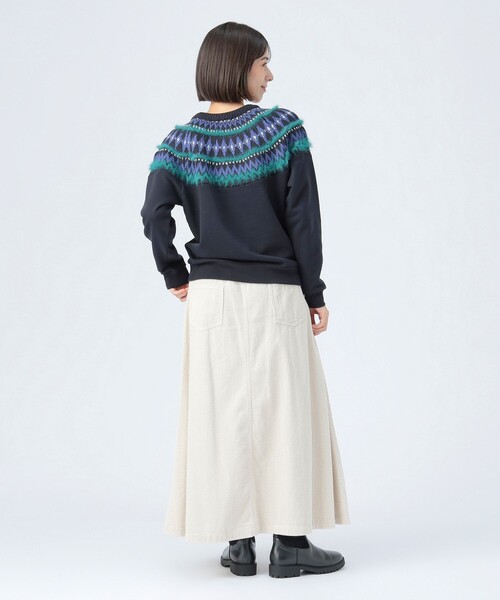 BEAMS HEART(ビームスハート)の「ジャカードニット コンビ スウェット(スウェット・レディース・ライトグレー/ネイビー/ホワイト系その他5・FREE)」の13枚目の写真
