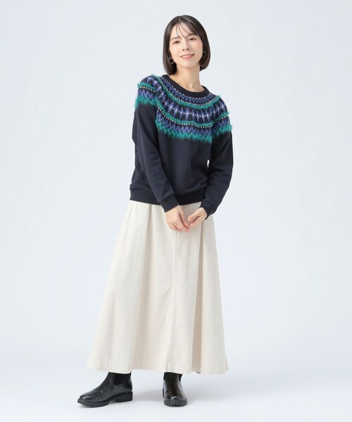 BEAMS HEART(ビームスハート)の「ジャカードニット コンビ スウェット(スウェット・レディース・ライトグレー/ネイビー/ホワイト系その他5・FREE)」の14枚目の写真