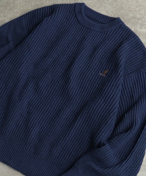 KANGOL(カンゴール)の「【KANGOL/カンゴール】ロゴ刺繍 畦編み クルーネック ニット セーター(ニット/セーター・メンズ・ブラック/ベージュ/ネイビー/アイボリー・M/L/XL)」の6枚目の写真