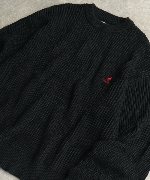 KANGOL(カンゴール)の「【KANGOL/カンゴール】ロゴ刺繍 畦編み クルーネック ニット セーター(ニット/セーター・メンズ・ブラック/ベージュ/ネイビー/アイボリー・M/L/XL)」の8枚目の写真